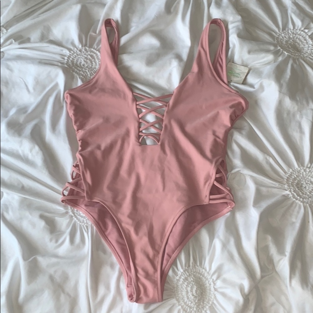 Dusty rose one piece swim suit